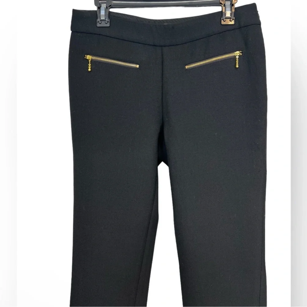 Kate Spade New York Wool blend Crop Black Pants Gold Zippers Sz 6